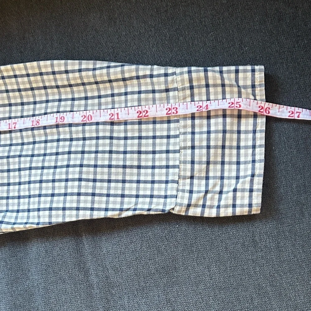 J. CREW Men's White and Blue Checkered Shirt